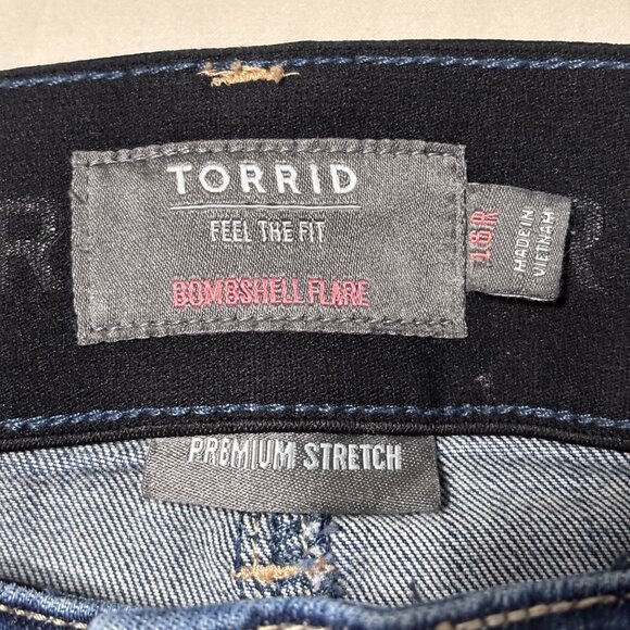 Torrid Bombshell Flare Jeans 16R Premium Stretch Blue Denim Curvy Fit Flared - Picture 6 of 13